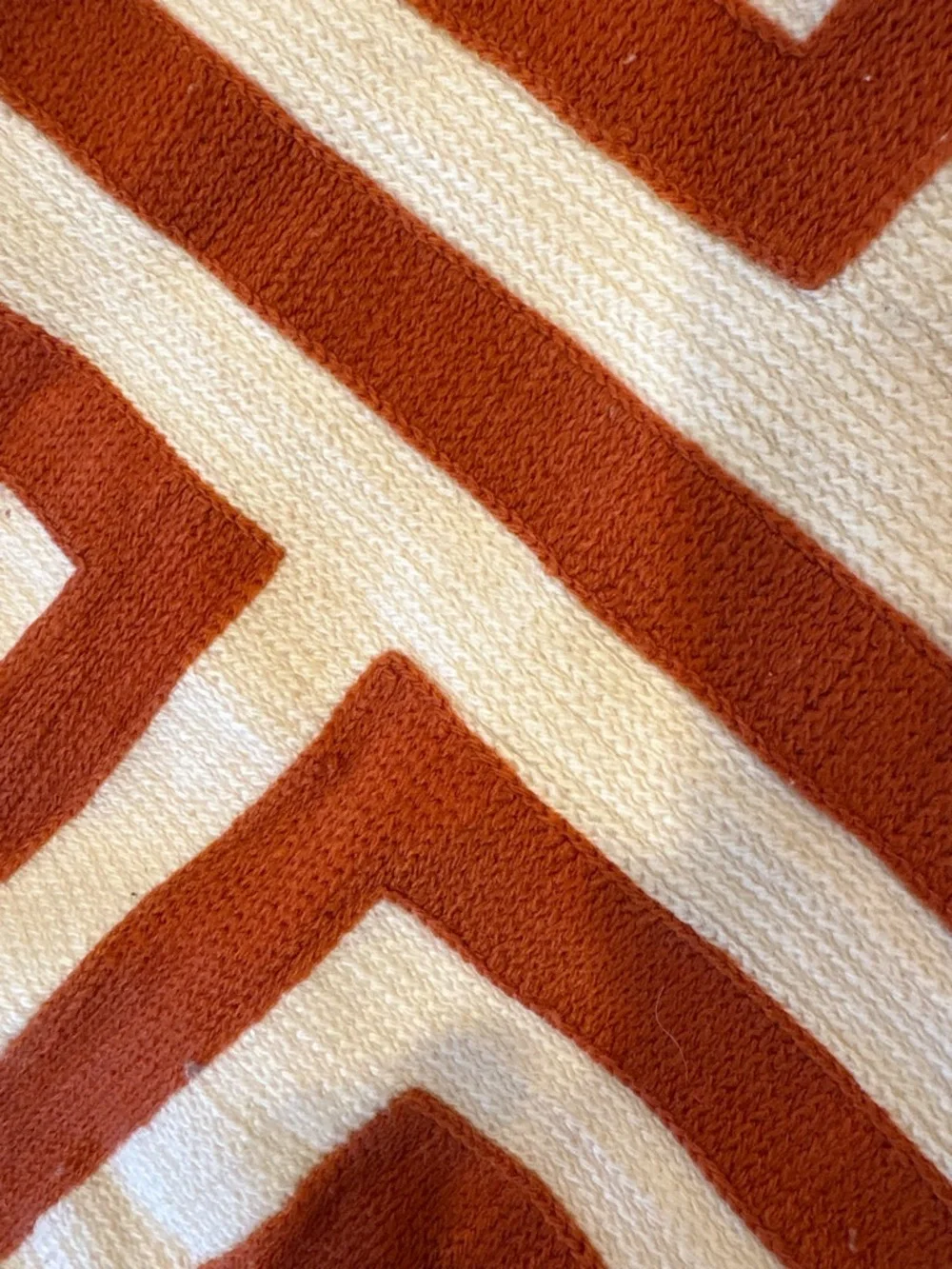 Geometric Rust and Cream Throw Pillow Cover, West Elm, 17” square